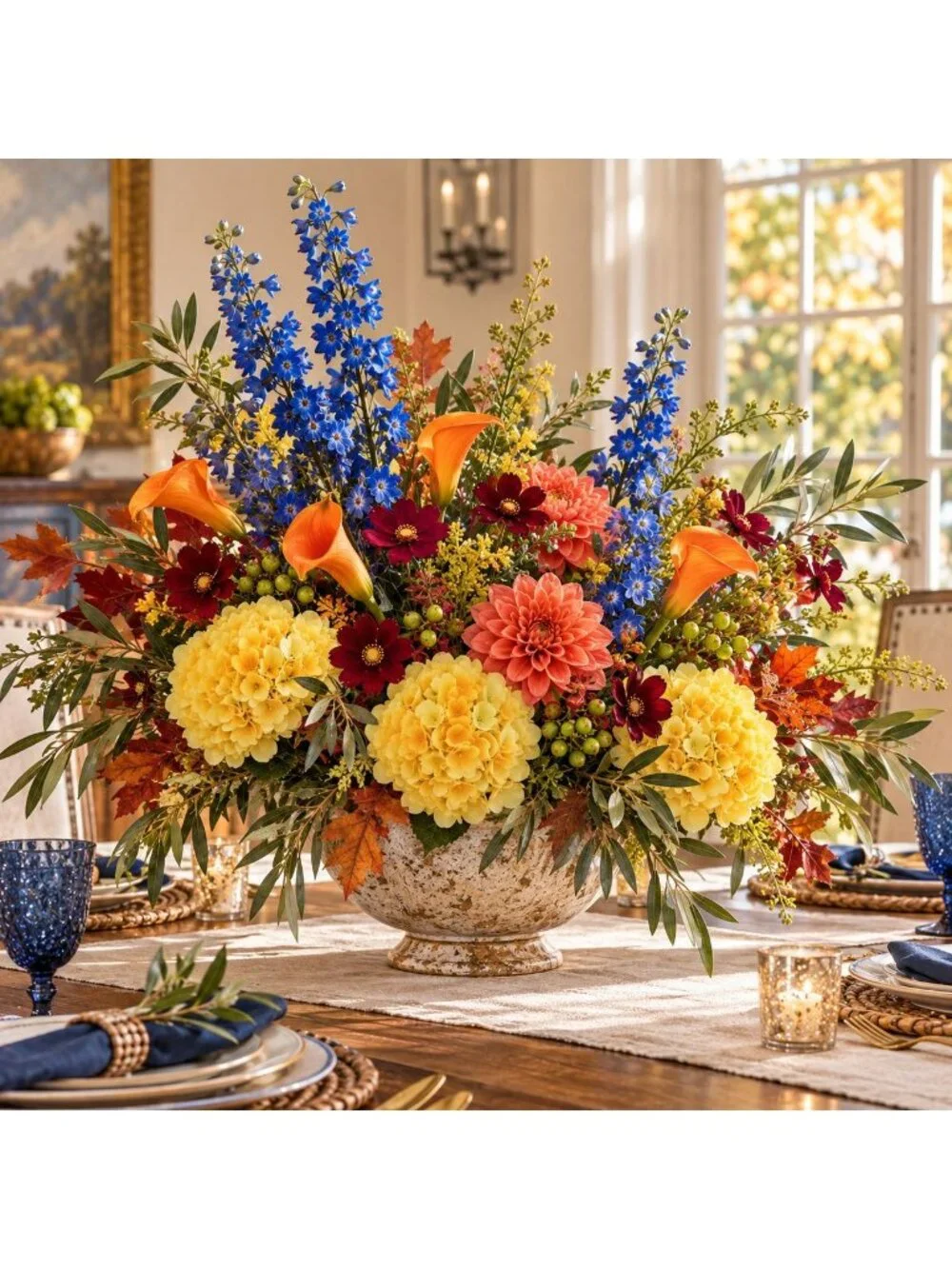 Lemon Yellow Artificial Hydrangea Stem 18 Inch Faux Silk Hydrangea 6 Inch Bloom